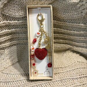 Eye Candy LA- Rhinestone Red Heart Bag Charm-- Gold Chain, Teddy Bear, Cherry-